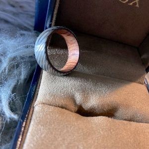 Doux mens wedding band made with real wood.